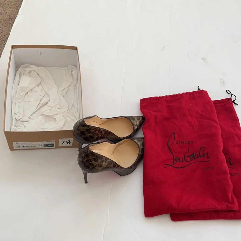 Christian Louboutin Pigalle Follies 100 python leo multi stiletto pumps 40 - Picture 12 of 12